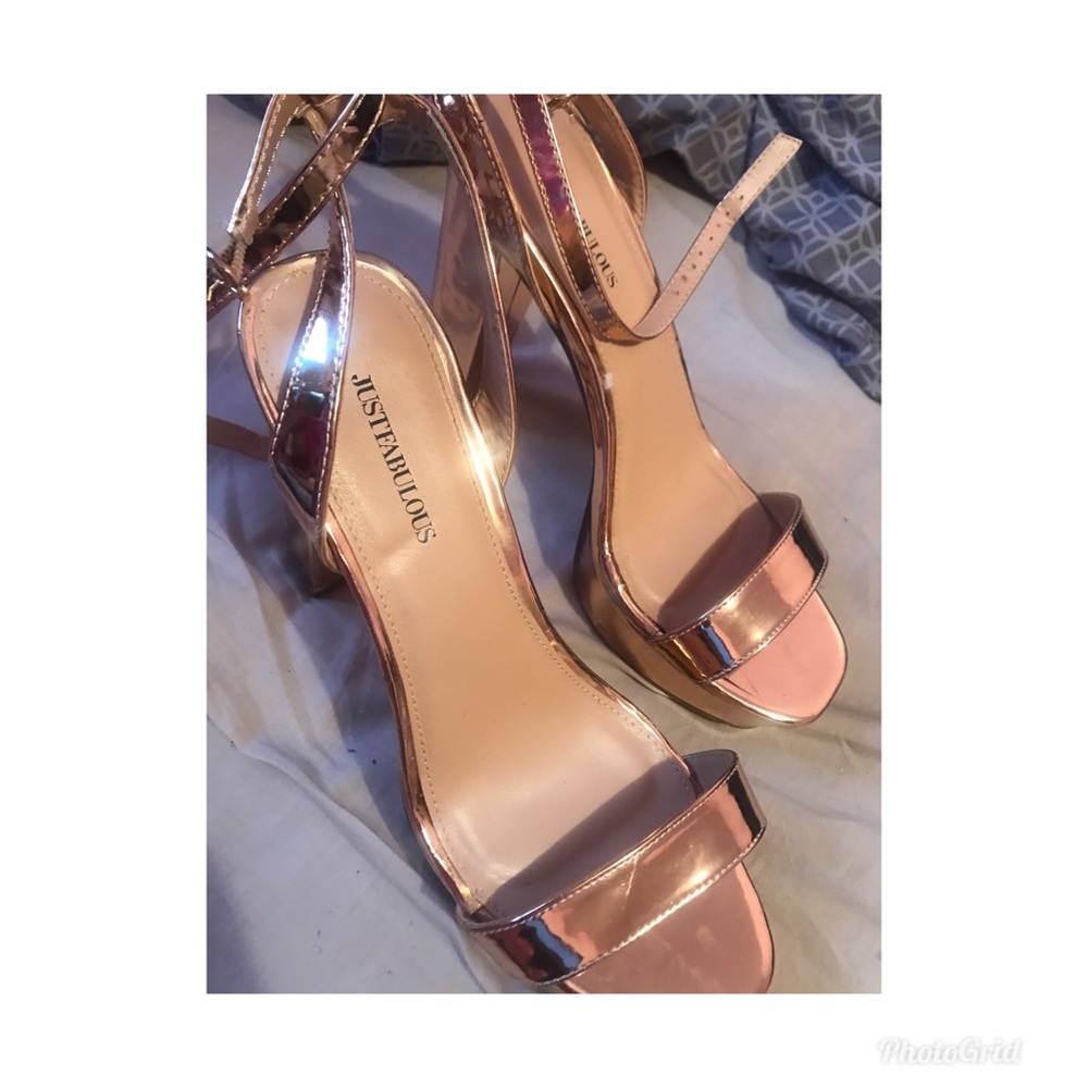 High heeled rose gold sandals size 11